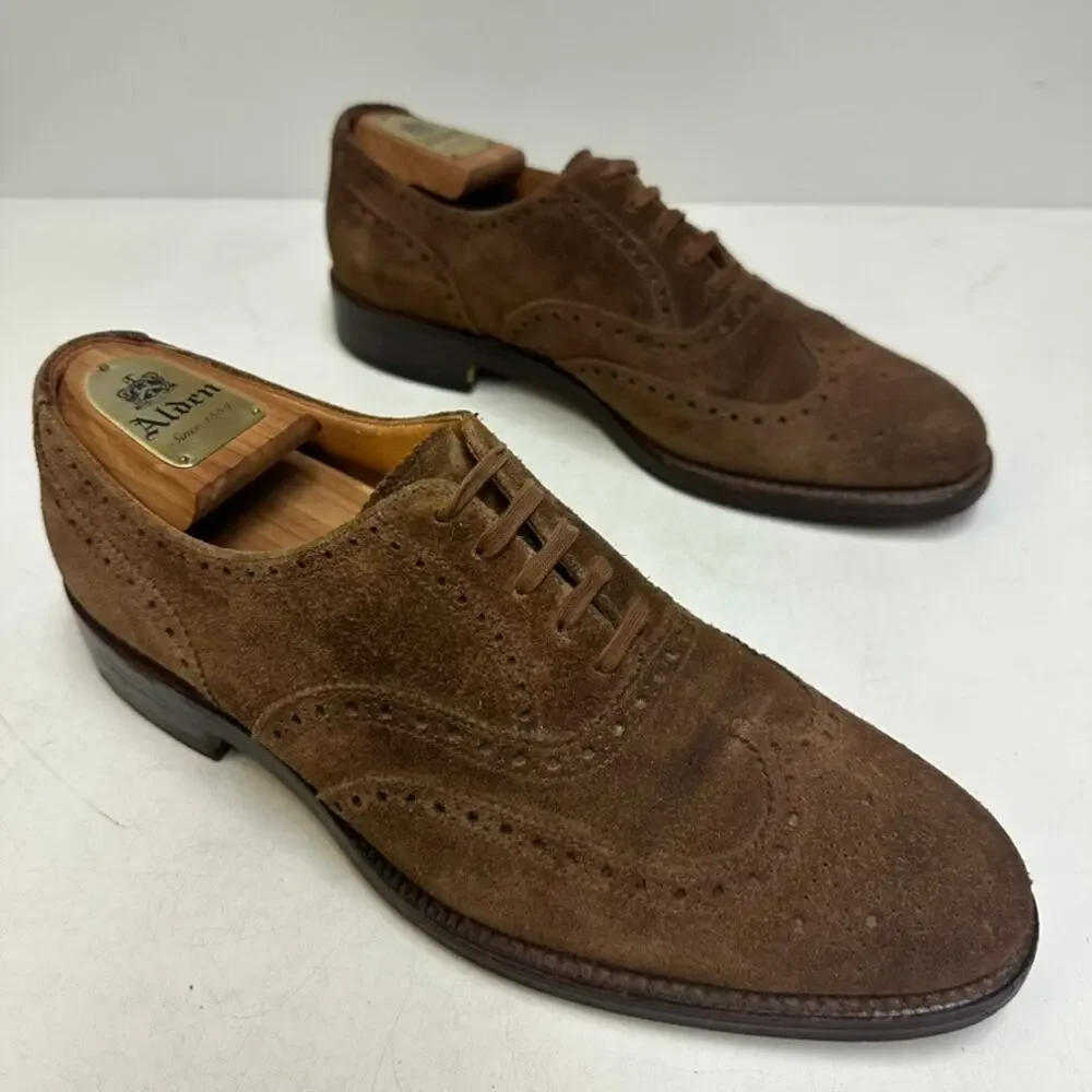 VGUC Crockett & Jones x Ralph Lauren Westgate Snuff Suede Oxford Wingtip 9.5 D